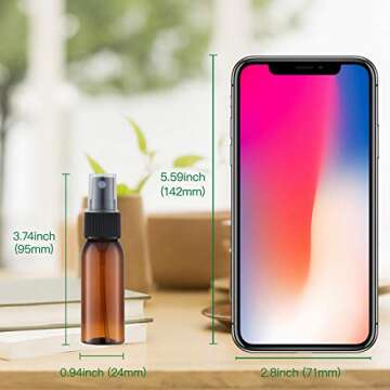 LISAPACK 1oz Amber Mini Spray Bottle - 12 Pack for Travel