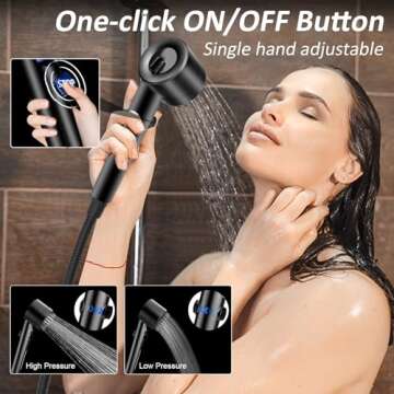 Luxsego High Pressure Shower Heads with Handheld Sprayer, Filtered Shower Head Soften Hard Water with Scalp Massager for Skin & Hair Care, 3 Settings Multi Functional Detachable Shower Head (Black)