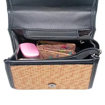 Boshiho Retro Straw Woven Handbag Women's Stylish Cross Body