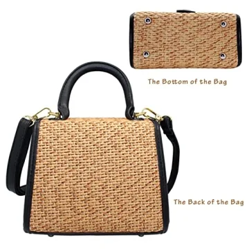 Boshiho Retro Straw Woven Handbag Women's Stylish Cross Body