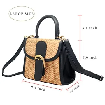 Boshiho Retro Straw Woven Handbag Women's Stylish Cross Body