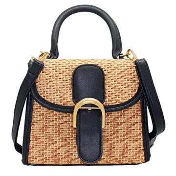 Boshiho Retro Straw Woven Handbag Women's Stylish Cross Body