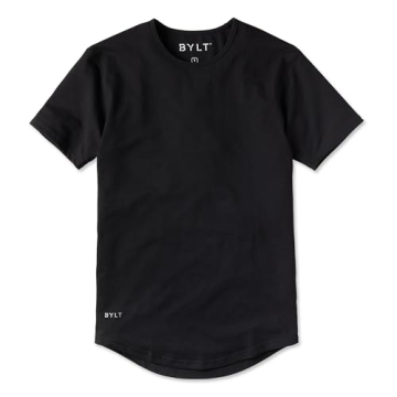 BYLT Drop-Cut Men's T-Shirt for Athletic Fit - Black - Large