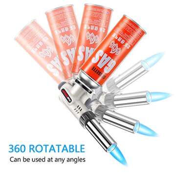 FunOwlet,Butane Torch Kitchen Blow Lighter, Culinary Torches Head Professional Chef Cooking Adjustable Flame For Sous Vide, Creme Brulee, Baking, BBQ (Butane Gas Not Included)