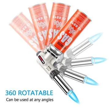 FunOwlet,Butane Torch Kitchen Blow Lighter, Culinary Torches Head Professional Chef Cooking Adjustable Flame For Sous Vide, Creme Brulee, Baking, BBQ (Butane Gas Not Included)