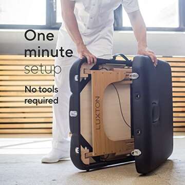 Luxton Home 3-Section Premium Memory Foam Massage Table with Rolling Travel Case - Easy Set Up (Black)