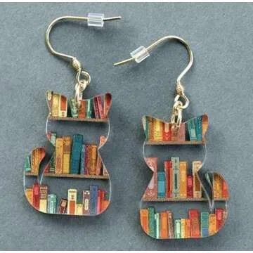 Adorable Cat Book Earrings for Women - Hypoallergenic & Lightweight
