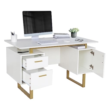 Stylish Techni Mobili Desk with Storage and Gold Legs