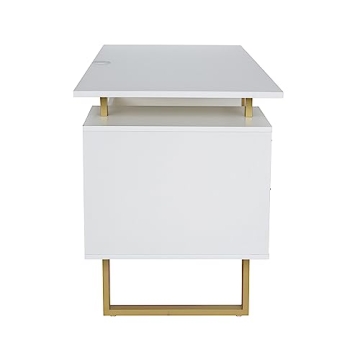 Stylish Techni Mobili Desk with Storage and Gold Legs