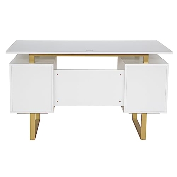 Stylish Techni Mobili Desk with Storage and Gold Legs