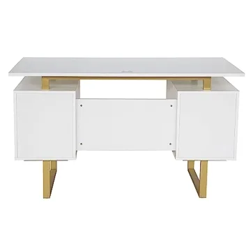 Stylish Techni Mobili Desk with Storage and Gold Legs