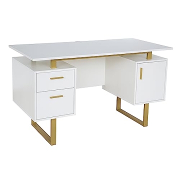 Stylish Techni Mobili Desk with Storage and Gold Legs