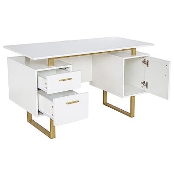 Stylish Techni Mobili Desk with Storage and Gold Legs