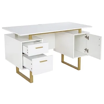 Stylish Techni Mobili Desk with Storage and Gold Legs