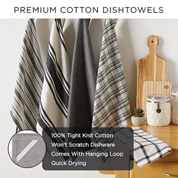 DII Kitchen Dishtowel Set - 5 Assorted Woven Towels, 18x28