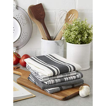 DII Kitchen Dishtowel Set - 5 Assorted Woven Towels, 18x28