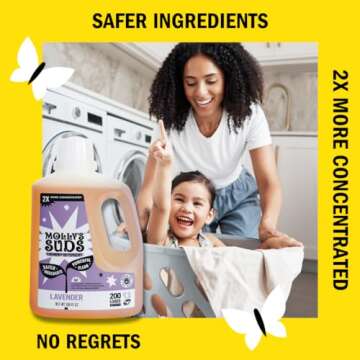 Molly's Suds Liquid Laundry Detergent | Clean Laundry Detergent Soap for Sensitive Skin | 2x Concentrated, High Efficiency (HE) (Lavender - 200 Loads)