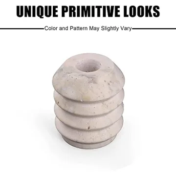 WORHE Candle Holders True Natural Travertine Stone 0.4" Thick, Set of 2 Premium Marble Candlestick Holder for Wedding Dinning Party, Candle Stand for 3/4 inch Thick Candles Color Milk Coffee (ZT002D)