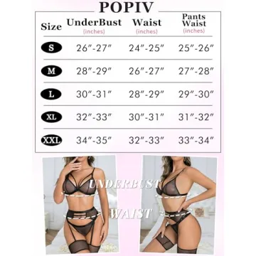 Popiv Women's Sexy Lingerie Set - Stunning 4-Piece Garment