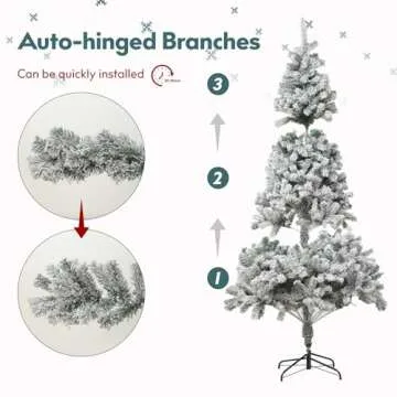 Baotree 4.5ft Flocked Christmas Tree with Lights