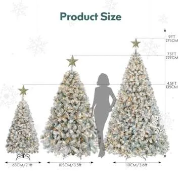 Baotree 4.5ft Flocked Christmas Tree with Lights