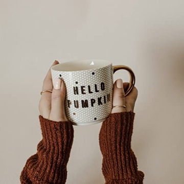 Stylish Honeycomb Tile Coffee Mug - 17oz Gold Handle