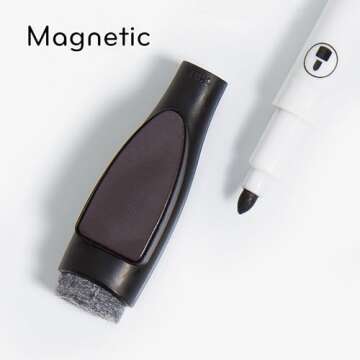 U Brands Fine Tip Dry Erase Markers with Eraser, Magnetic Double Ended Whiteboard Markers, Low Odor, Assorted Bright Colors, Set of 6