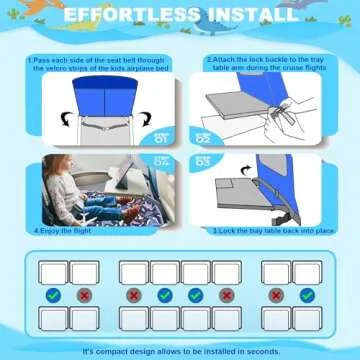 Airplane Seat Extender for Kids, Miuudby Toddler Airplane Bed with Side Pocket for Baby Plane Travel Essentials, Infant Portable Airplane Bed Foot Rest for Flights - Toddler Airplane Travel Essentials