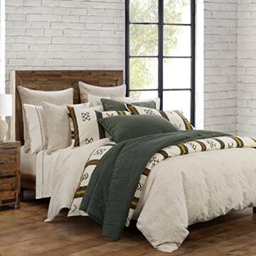 HiEnd Accents Toluca Canvas Western Bedding 3 Piece King Comforter Set, Cattle Brand Symbols Print, ...