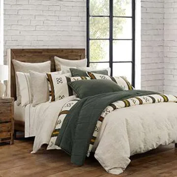 HiEnd Accents Toluca Canvas Western Bedding 3 Piece King Comforter Set, Cattle Brand Symbols Print, ...