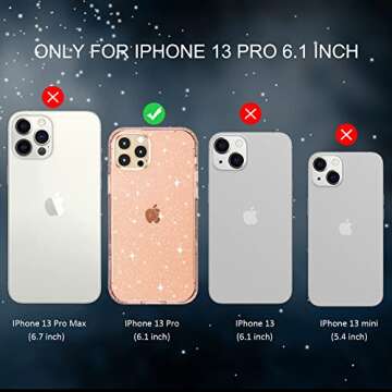 Hoerrye Compatible with iPhone 13 Pro Case for Women Girls,Glitter Clear Shockproof Protective Phone...