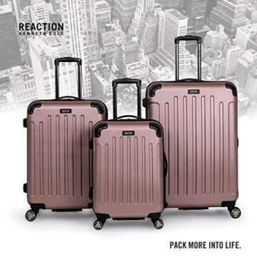 Kenneth Cole REACTION Renegade Luggage Expandable 8-Wheel Spinner Lightweight Hardside Suitcase, Rose Gold, 28-Inch Checked
