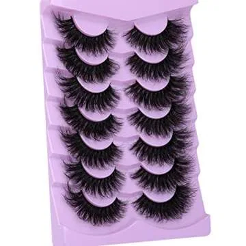 wiwoseo Mink Lashes Fluffy Strip Eyelashes Cat Eyes Lashes 8D Fairy Thick Volume Faux Mink Lashes Lo...