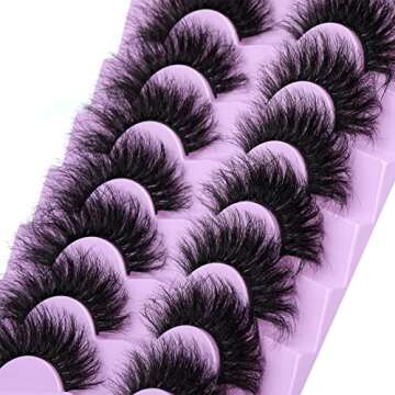 wiwoseo Mink Lashes Fluffy Strip Eyelashes Cat Eyes Lashes 8D Fairy Thick Volume Faux Mink Lashes Looks Like Extension 18MM Natural Wispy Fluffy Lashes 7 Pairs False Eyelashes