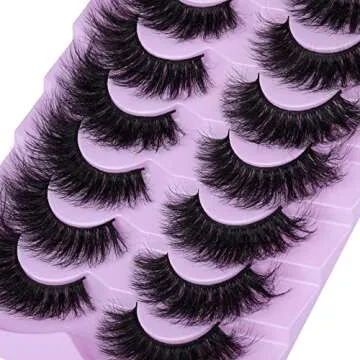 wiwoseo Mink Lashes Fluffy Strip Eyelashes Cat Eyes Lashes 8D Fairy Thick Volume Faux Mink Lashes Looks Like Extension 18MM Natural Wispy Fluffy Lashes 7 Pairs False Eyelashes