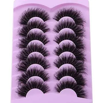wiwoseo Mink Lashes Fluffy Strip Eyelashes Cat Eyes Lashes 8D Fairy Thick Volume Faux Mink Lashes Looks Like Extension 18MM Natural Wispy Fluffy Lashes 7 Pairs False Eyelashes