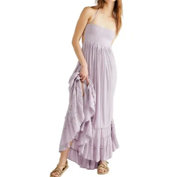 R.Vivimos Summer Boho Backless Maxi Dress for Women