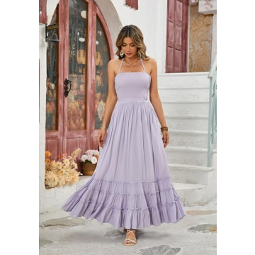 R.Vivimos Summer Boho Backless Maxi Dress for Women