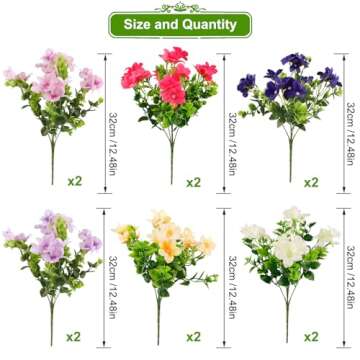 Elecxlink 12 Bundles UV Resistant Faux Outdoor Flowers Gardening Decor