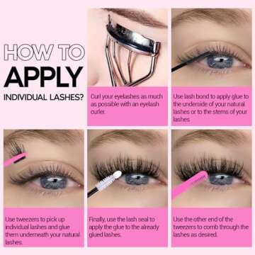 zanlufly Fluffy Lashes Extension Kit 20MM Mink Lashes Clusters Individual Lashes with Lash Bond and Seal and Applicator Thick Eyelashes Extension Kit