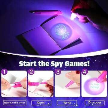 Joycover Valentines Day Gifts for Kids, Invisible Ink Pen with UV Light for Kids, 28PCS Spy Pen Part...
