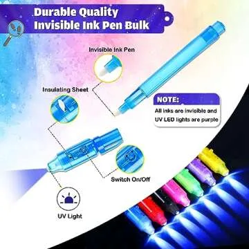 Joycover Valentines Day Gifts for Kids, Invisible Ink Pen with UV Light for Kids, 28PCS Spy Pen Party Favors for Kids 4-8 8-12, Valentines for Kids Classroom School Goody Bag Stuffers for Boys Girls