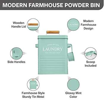 Calindiana Modern Farmhouse Metal Soap Dispenser with Scoop for Laundry Room Decor and Organization,...