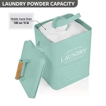 Calindiana Modern Farmhouse Metal Soap Dispenser with Scoop for Laundry Room Decor and Organization, Mint