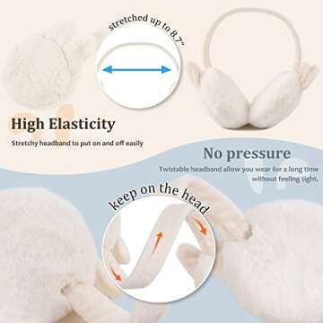 Peecabe Winter Kids Earmuffs Warm Girl Ear Muffs For Toddler Kid Children Earmuff with Cat Ears Girls Ear Warmer (White Bunny)