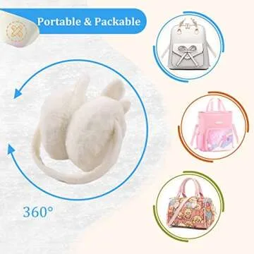 Peecabe Winter Kids Earmuffs Warm Girl Ear Muffs For Toddler Kid Children Earmuff with Cat Ears Girls Ear Warmer (White Bunny)