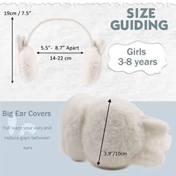 Peecabe Winter Kids Earmuffs Warm Girl Ear Muffs For Toddler Kid Children Earmuff with Cat Ears Girls Ear Warmer (White Bunny)