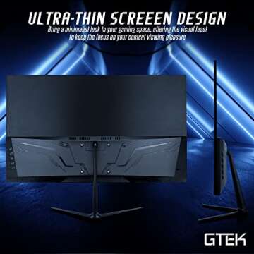 GTEK 24 Inch Gaming Monitor IPS, 165Hz Frameless Display Full HD 1920 x 1080P, IPS Technology 1ms, Supports 144Hz HDR, FreeSync, DisplayPort/HDMI, VESA - F2465P