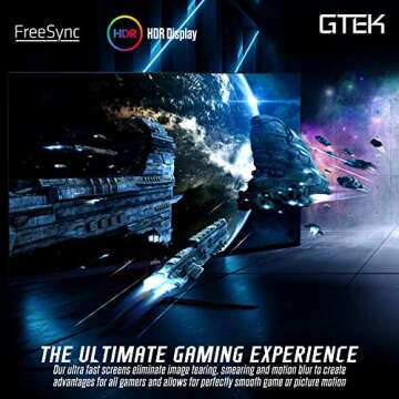 GTEK 24 Inch Gaming Monitor IPS, 165Hz Frameless Display Full HD 1920 x 1080P, IPS Technology 1ms, Supports 144Hz HDR, FreeSync, DisplayPort/HDMI, VESA - F2465P
