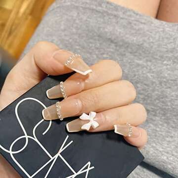 CGBE Nail Bow Charms, Butterfly Bow Pearl Nail Charms 3D Black White Nail Charms for Acrylic Resin N...